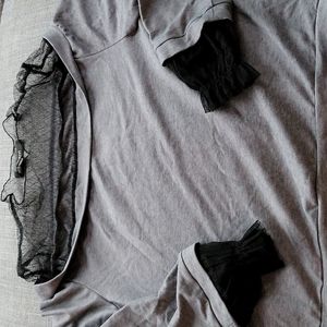 Off Shoulder built in Mesh crew neck Size M